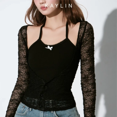 Áo Kaylin lưới tay dài phối yếm 2 dây thun cotton gợi cảm Hè 2.025 - Sale Sốc 221k 8 Áo Kaylin lưới tay dài phối yếm 2 dây thun cotton gợi cảm Hè 2.025 - Sale Sốc 221k 8