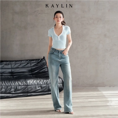 Áo KAYLIN Polo Croptop cổ V thun cotton co giãn, phong cách cá tính - Giá 326.000đ 8