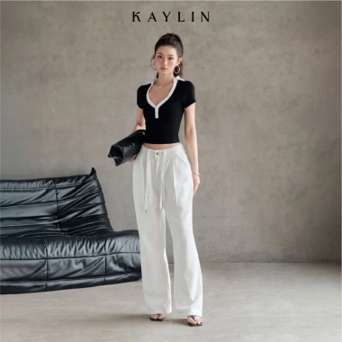 Áo KAYLIN Polo Croptop cổ V thun cotton co giãn, phong cách cá tính - Giá 326.000đ 9