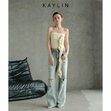 Áo KAYLIN quây nhúng phối bèo, thun lụa cotton co giãn, phong cách cá tính - BST Thu 2.025, giảm giá 344k 6