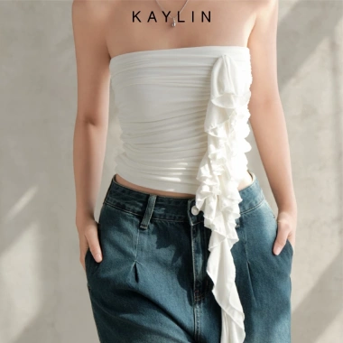 Áo KAYLIN quây nhúng phối bèo, thun lụa cotton co giãn, phong cách cá tính - BST Thu 2.025, giảm giá 344k 8