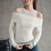Áo KAYLIN ren và thun tay dài trễ vai, form ôm co giãn, cá tính - BST 11/2.025 A105T11 422k 10