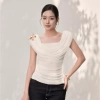 Áo KAYLIN Soft Drape cổ đổ xếp ly, ghim bướm, vải lưới mếm BST Tháng 3 - 420k 10
