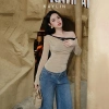 Áo Kaylin tay dài lệch vai ren, lụa thun mỏng nhẹ, gợi cảm - Chỉ 320k 6