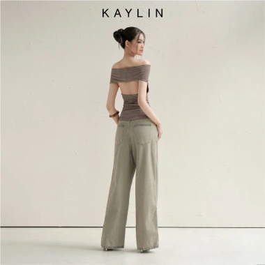 Áo Kaylin trễ vai tay ngắn ôm, vải thun co giãn, gợi cảm - BST Tháng 10/2.025, giá 326.000đ