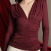 Áo Kaylin Velora Top tay dài cổ V rút nhún, chất thun lụa - Tet Collection A137T1 9