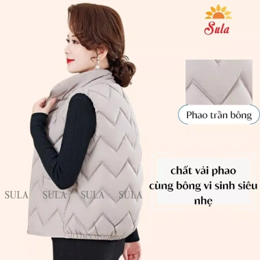 Áo khoác áo phao siêu nhẹ cho mẹ trung niên nữ họa tiết sóng tinh tế 250k