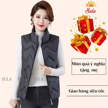 Áo khoác áo phao siêu nhẹ cho mẹ trung niên nữ họa tiết sóng tinh tế 250k