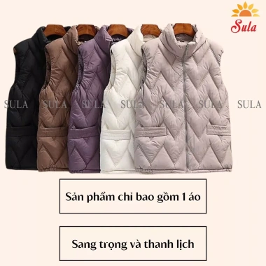 Áo khoác áo phao siêu nhẹ cho mẹ trung niên nữ họa tiết sóng tinh tế 250k