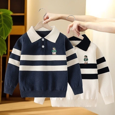 Áo khoác bé trai sọc dệt kim dài tay, siêu ấm, giảm giá 17% - Chỉ 261.022₫