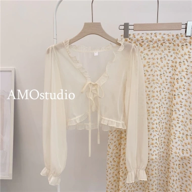 Áo khoác biển Hàn Quốc, voan lửng, tay bồng bèo, du lịch – 80.000₫ 10