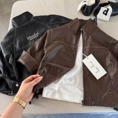 Áo khoác Biker da PU slim fit bé trai, giả da xuân‑thu, dạo phố – 380k 3