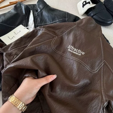Áo khoác Biker da PU slim fit bé trai, giả da xuân‑thu, dạo phố – 380k 5