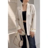 Áo khoác blazer 2 lớp nữ dài tay cúc giữa tay viền trắng, đệm vai trẻ trung công sở - 214.613₫ 7