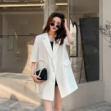 Áo khoác blazer bigsize tay ngắn mỏng mùa hè Ulzzang Hàn Quốc, đẹp thoáng mát, giảm giá 2