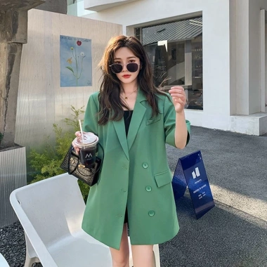 Áo khoác blazer bigsize tay ngắn mỏng mùa hè Ulzzang Hàn Quốc, đẹp thoáng mát, giảm giá 5
