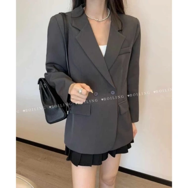 Áo khoác blazer Boiling dài tay hai lớp, đệm vai êm ái, giảm giá 450.000₫