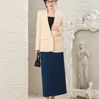 Áo khoác blazer cổ vest tay dài YOONA ET21B210 chất tuyết mưa, túi hai bên hông - 319.500₫ 2