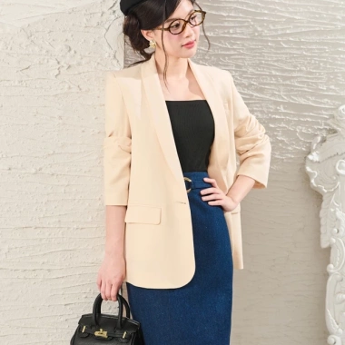 Áo khoác blazer cổ vest tay dài YOONA ET21B210 chất tuyết mưa, túi hai bên hông - 319.500₫ 3