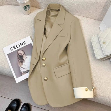 Áo khoác blazer dài tay nữ cúc giữa, phối viền trẻ trung, màu trắng - 209.000đ 7