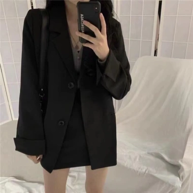 Áo khoác blazer dáng rộng màu trơn thời trang Hàn Quốc nữ - Giá chỉ 79.500 VND