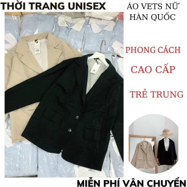 Áo khoác blazer dáng rộng màu trơn thời trang Hàn Quốc nữ - Giá chỉ 79.500 VND