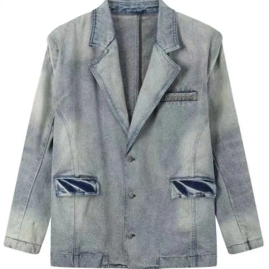 Áo khoác blazer jeans dáng rộng xanh loang – phong cách cá tính retro, chỉ 432k
