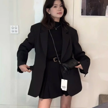 Áo khoác blazer lớp đôi tay dài cúc vest chất tuyết mưa thời trang Sugal 222k