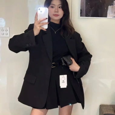 Áo khoác blazer lớp đôi tay dài cúc vest chất tuyết mưa thời trang Sugal 222k