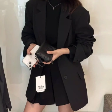 Áo khoác blazer lớp đôi tay dài cúc vest chất tuyết mưa thời trang Sugal 222k