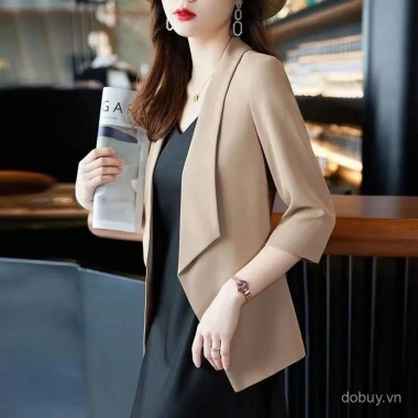 Áo khoác blazer mỏng cỡ lớn tay ba phần tư bảo vệ nắng mùa hè cho phụ nữ mũm mĩm Áo khoác blazer mỏng cỡ lớn tay ba phần tư bảo vệ nắng mùa hè cho phụ nữ mũm mĩm