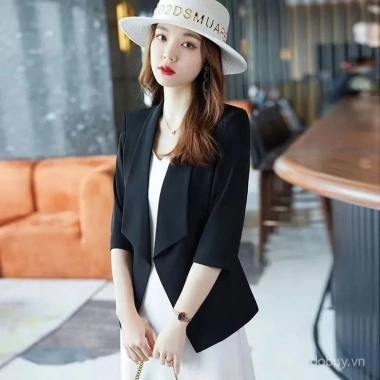 Áo khoác blazer mỏng cỡ lớn tay ba phần tư bảo vệ nắng mùa hè cho phụ nữ mũm mĩm 3 Áo khoác blazer mỏng cỡ lớn tay ba phần tư bảo vệ nắng mùa hè cho phụ nữ mũm mĩm 3