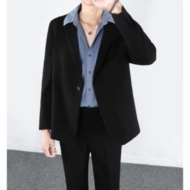Áo khoác blazer nam form rộng Hàn Quốc, đệm vai, áo vest trắng đen cao cấp - Giá 550k 3