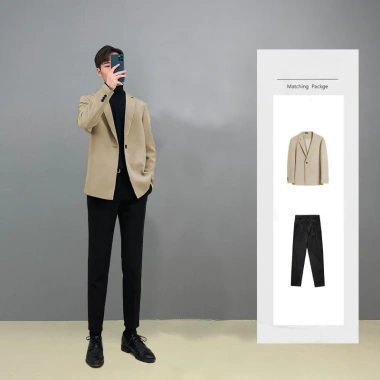 Áo khoác blazer nam form rộng Hàn Quốc, đệm vai, áo vest trắng đen cao cấp - Giá 550k 5