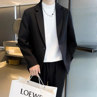 Áo khoác blazer nam form rộng Hàn Quốc, đệm vai, áo vest trắng đen cao cấp - Giá 550k 9