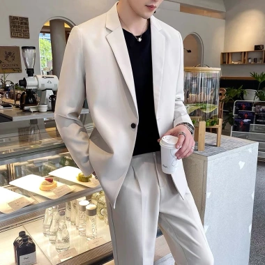 Áo khoác blazer nam form rộng Hàn Quốc, đệm vai, áo vest trắng đen cao cấp - Giá 550k 10