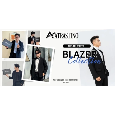Áo khoác blazer nam form rộng màu đen kem 2 khuy cài JOLY JK101 - Giá 309.000₫