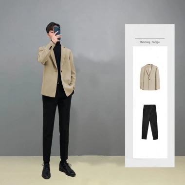 Áo khoác blazer nam Hàn Quốc form rộng dài tay, trẻ trung thời trang - Đen, Trắng kem, Ghi, chỉ 550.000₫ 4