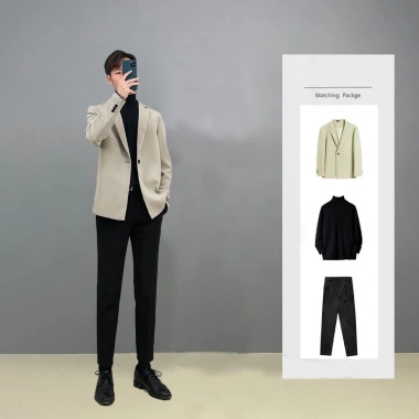 Áo khoác blazer nam Hàn Quốc form rộng dài tay, trẻ trung thời trang - Đen, Trắng kem, Ghi, chỉ 550.000₫ 6