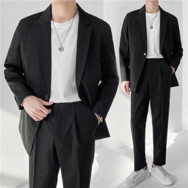 Áo khoác blazer nam Hàn Quốc form rộng dài tay, trẻ trung thời trang - Đen, Trắng kem, Ghi, chỉ 550.000₫ 8