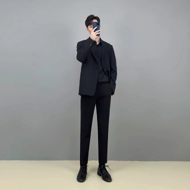 Áo khoác blazer nam Hàn Quốc form rộng dài tay, trẻ trung thời trang - Đen, Trắng kem, Ghi, chỉ 550.000₫ 10