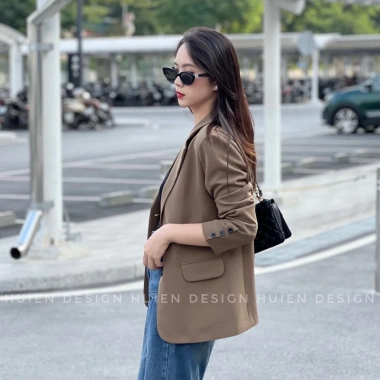 Áo khoác blazer nữ 2 lớp tay dài Huien Design sang trọng, form Hàn Quốc 790.000₫