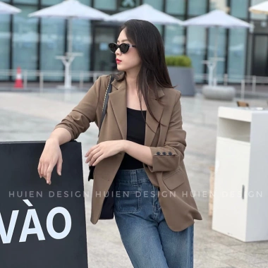 Áo khoác blazer nữ 2 lớp tay dài Huien Design sang trọng, form Hàn Quốc 790.000₫