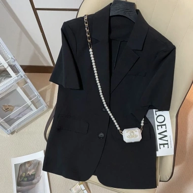 Áo Khoác Blazer Nữ Bigsize Tay Ngắn Mỏng Form Rộng Mùa Hè Phong Cách Ulzzang