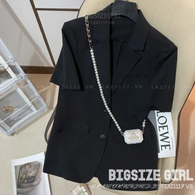 Áo Khoác Blazer Nữ Bigsize Tay Ngắn Mỏng Form Rộng Mùa Hè Phong Cách Ulzzang