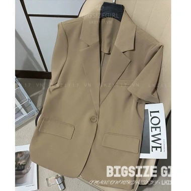 Áo Khoác Blazer Nữ Bigsize Tay Ngắn Mỏng Form Rộng Mùa Hè Phong Cách Ulzzang