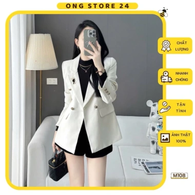 Áo khoác blazer nữ cúc đồng tag thương hiệu - Sang trọng Quảng Châu, 449.000₫