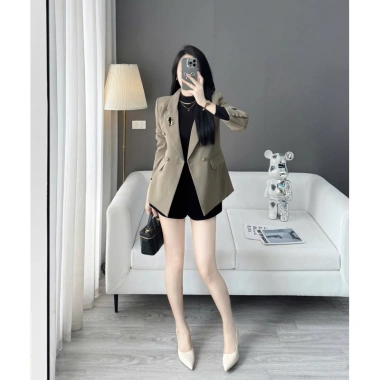 Áo khoác blazer nữ cúc đồng tag thương hiệu - Sang trọng Quảng Châu, 449.000₫