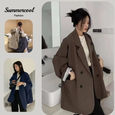 Áo Khoác Blazer Nữ Dài Form Rộng Vải Dày Màu Trơn Phong Cách Hàn Quốc Giá 214.620 VND