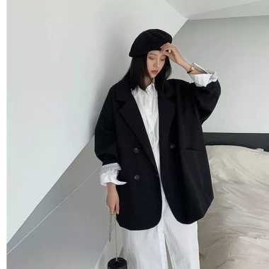Áo Khoác Blazer Nữ Dài Form Rộng Vải Dày Màu Trơn Phong Cách Hàn Quốc Giá 214.620 VND
